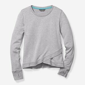 Eddie Bauer Girls Infinity Criss Cross Gray Long Sleeve Top New
